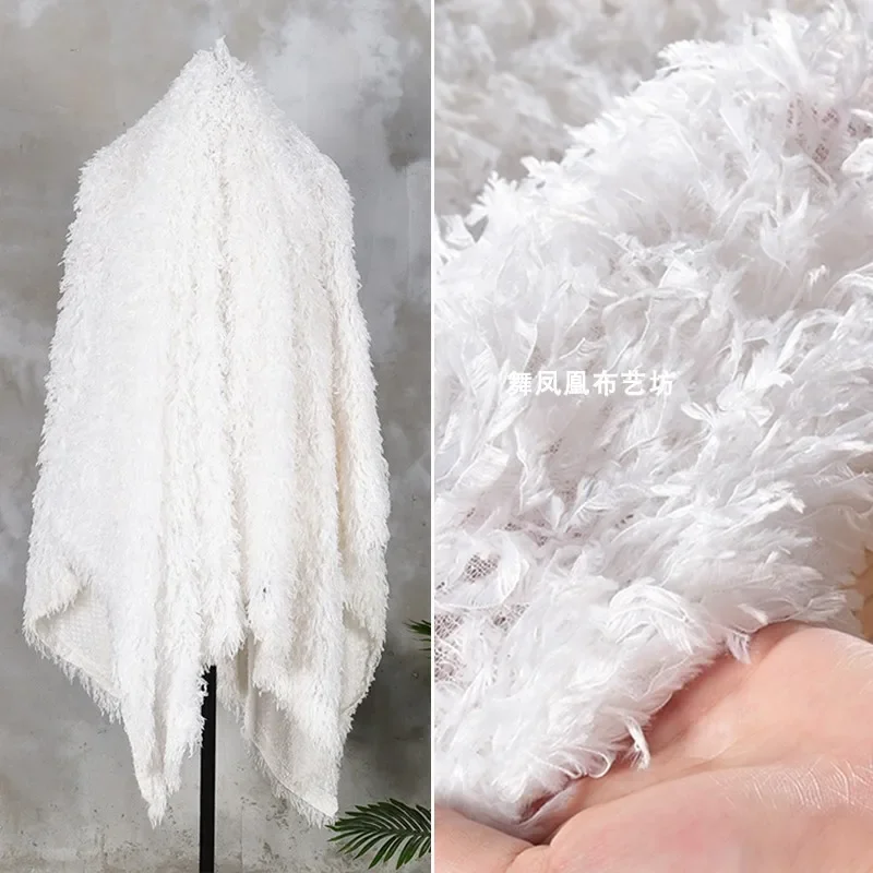 Feather Fringed Fabric Skin Friendly Breathable Dwon Garments Shooting Background Design DIY Fabric Cloth Per Meter for Sewing