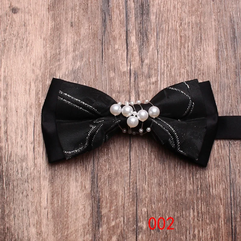 الرجال السود العريس فستان الزفاف الزفاف تبادل لاطلاق النار شخصية الموضة اللؤلؤ اكسسوارات ربطة القوس فيونكة