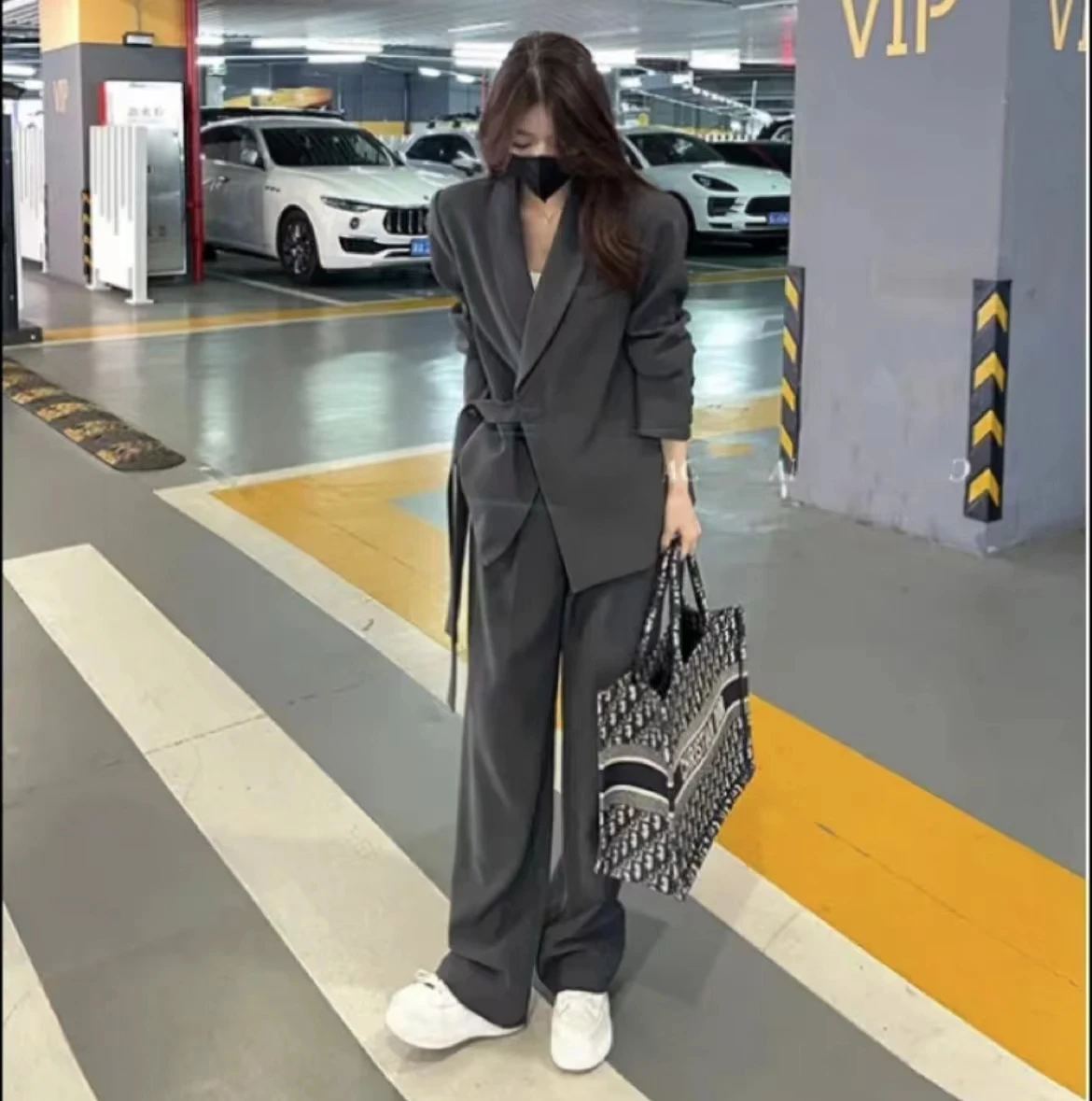 Women Suits Office Sets Pockets Coat Wide Leg Pants New 2023 Spring Autumn Office Wear Women Fashion Elegance Lady Blazer Sets