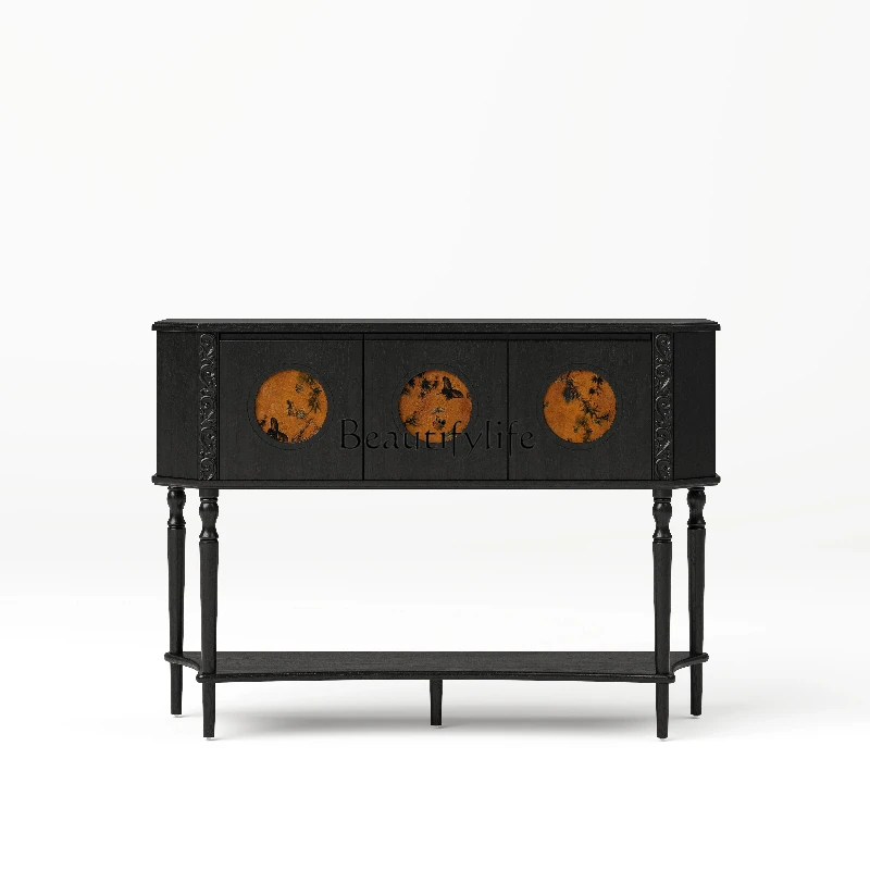 

French retro entrance cabinet retro solid wood dining side cabinet new Chinese entrance table