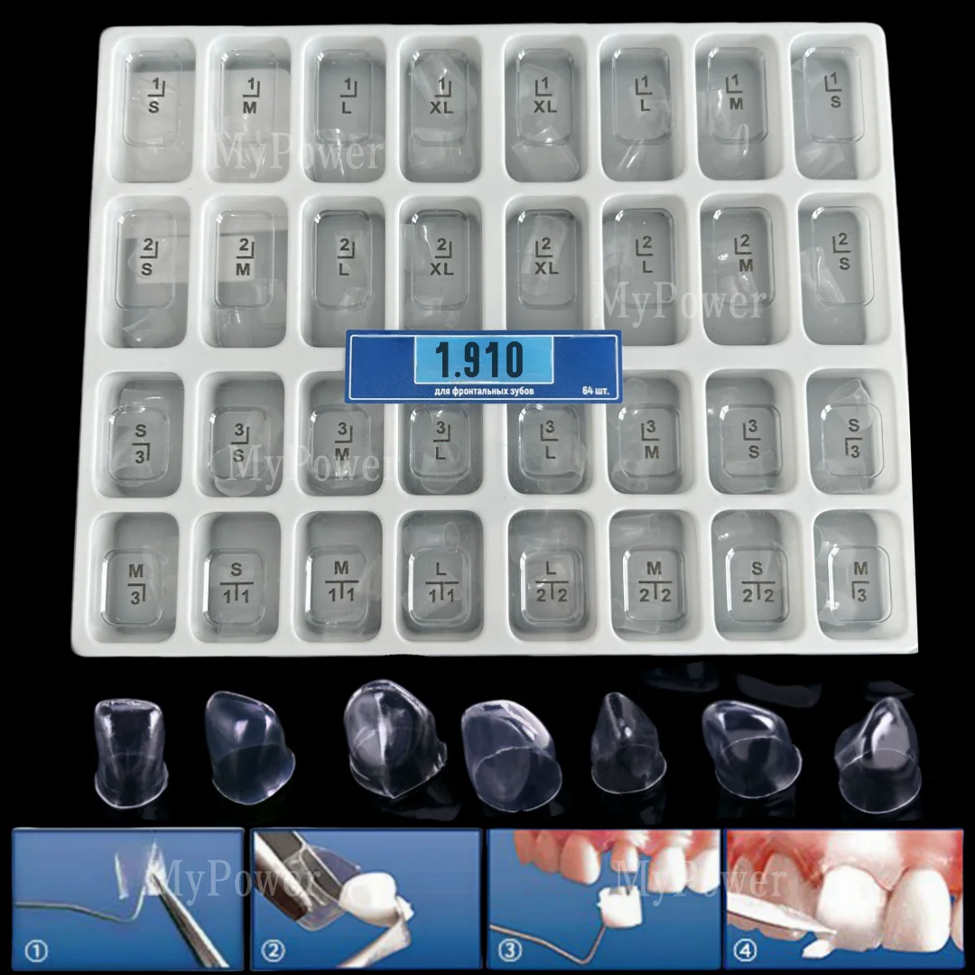 

Dental Anterior Transparent Forms For Temporary Crowns 1.910 Kit 64Pcs/Box