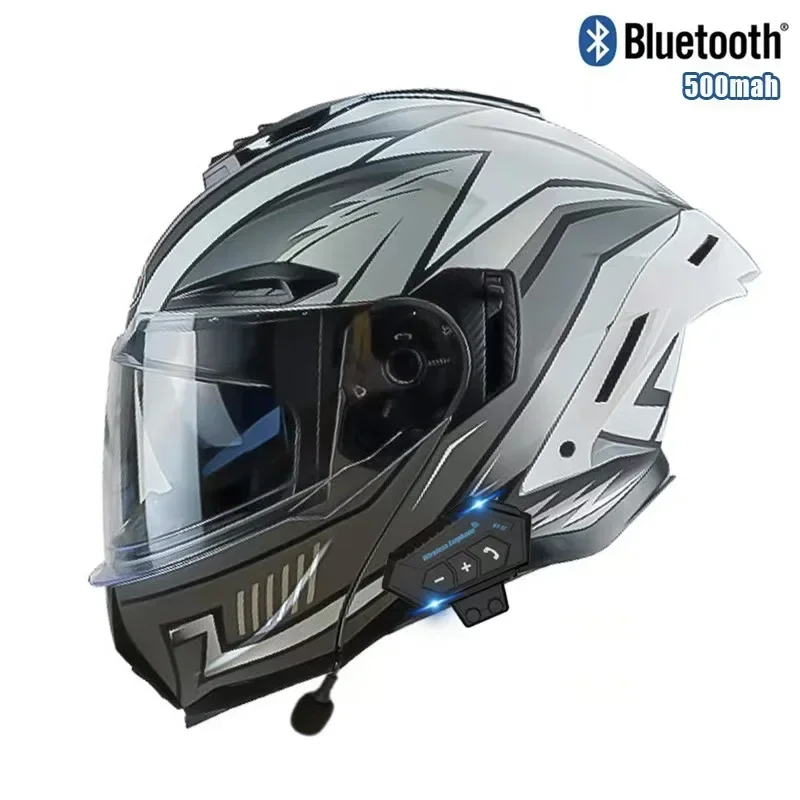 Flip up Motorcycle Helmet With Bluetooth Dual lens off-road Racing helmet Cascos para moto Motorbike Helmet DOT Approved For BMW