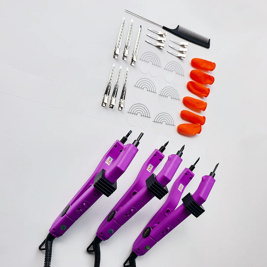 Loof Purple 220 degree Heat Hair Connector Temperature Controllable Heat Iron Hair Extension Tools Kit