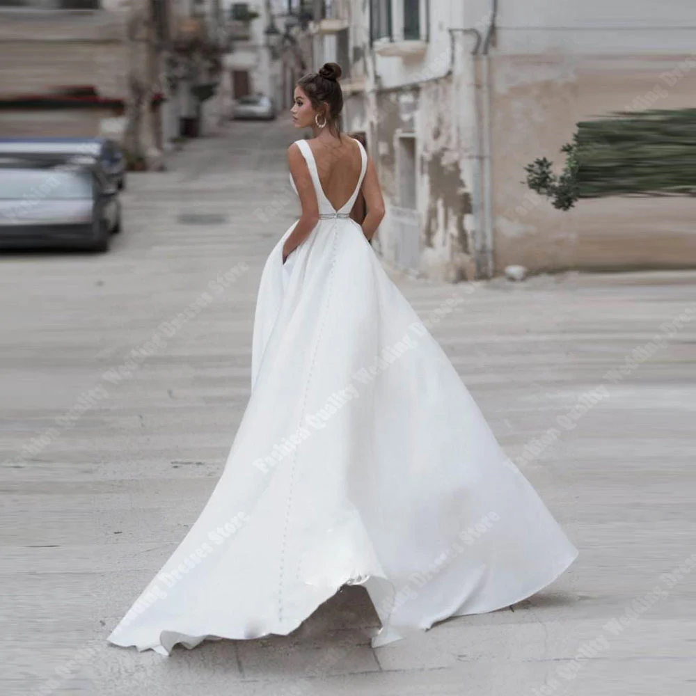 Vestidos De Novia De corte en A para mujer, Vestidos De Novia Vintage con Espalda descubierta, lentejuelas brillantes, longitud De banquete, 2024