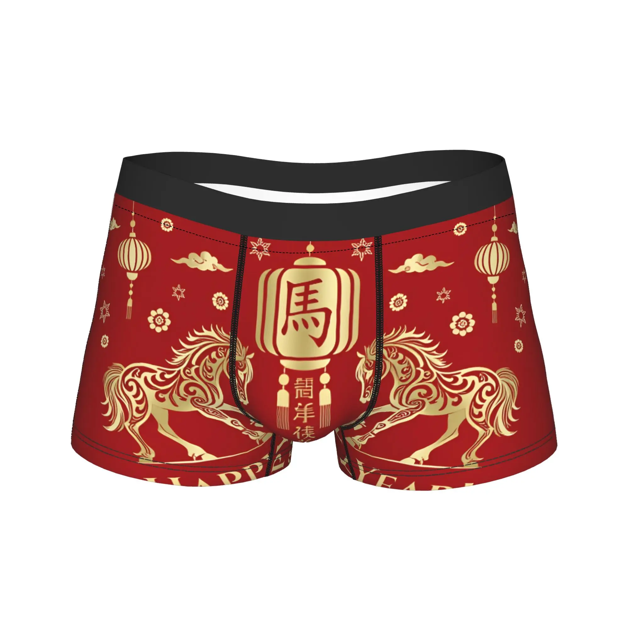 

Новогодние трусы-боксеры с принтом лошади, забавные мужские трусы-шорты, идея подарка