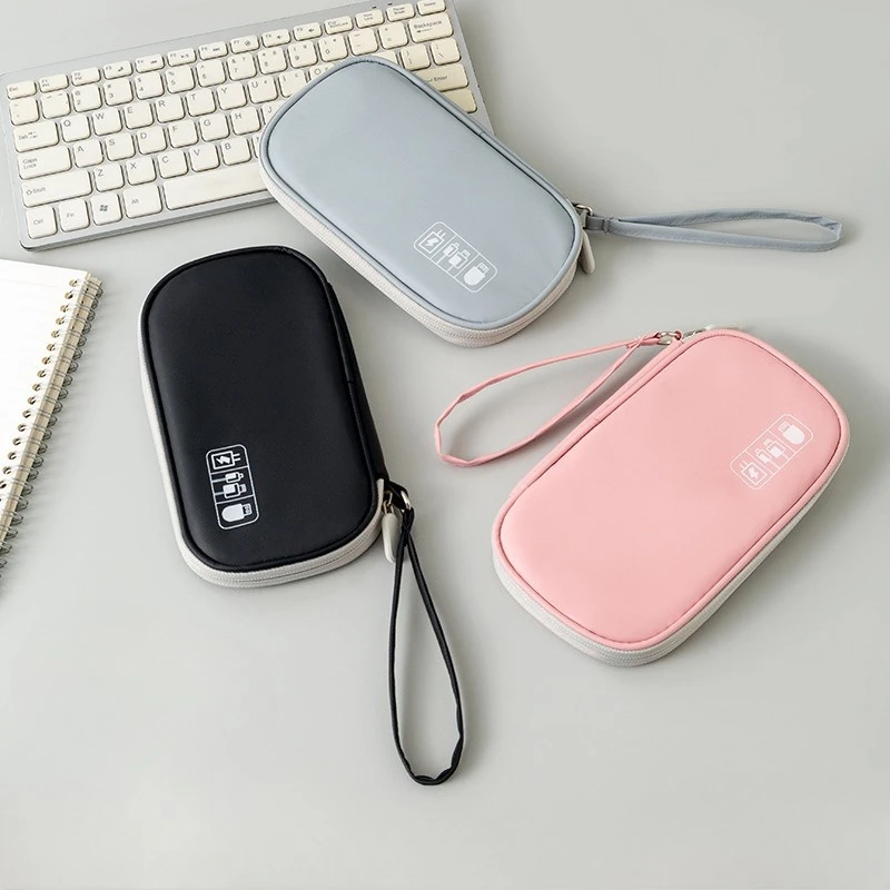 Portable Travel Accessories Organizer Pouch for Power Bank Phone Anti Shock Earbuds Case Handheld Small Electronics Storage Bag