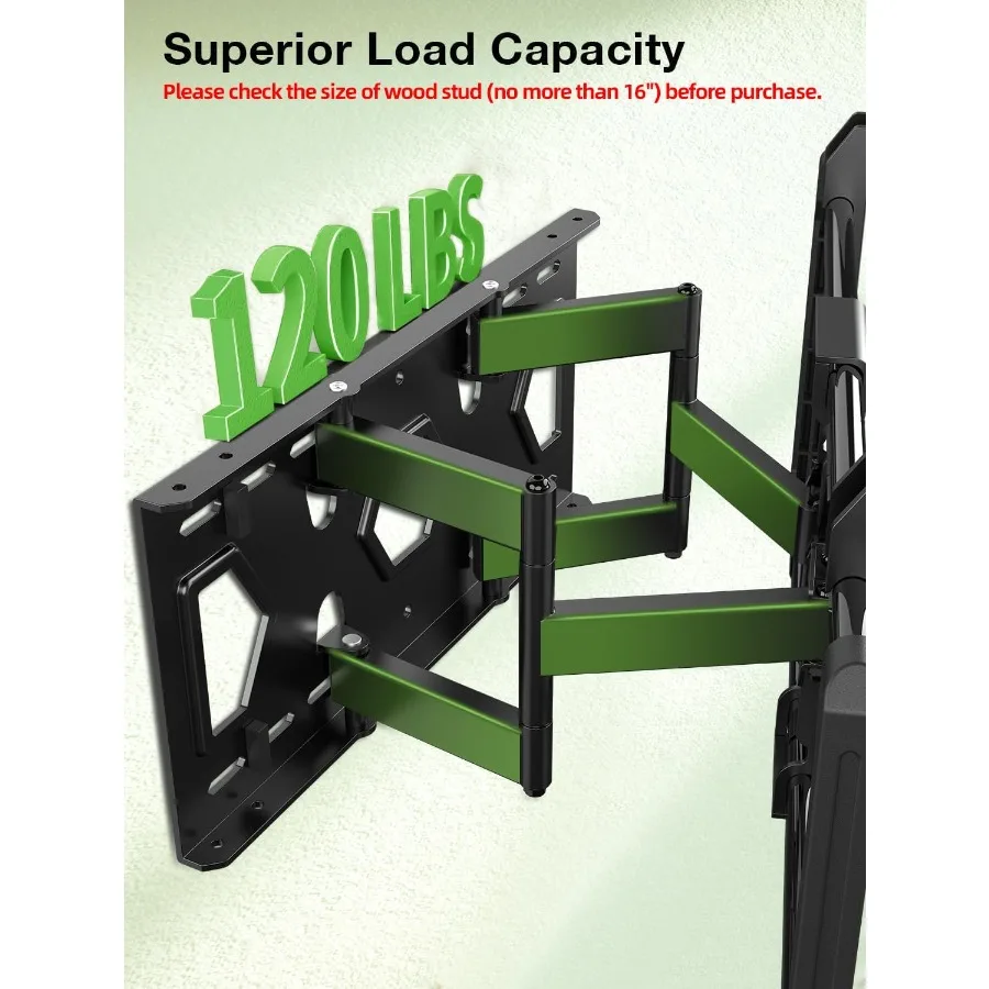 حامل تلفزيون على الحائط فائق النحافة لمعظم تلفزيونات 3782 بوصة مع تصميم مفصل للحركة الكاملة ووظيفة دوارة وإمالة