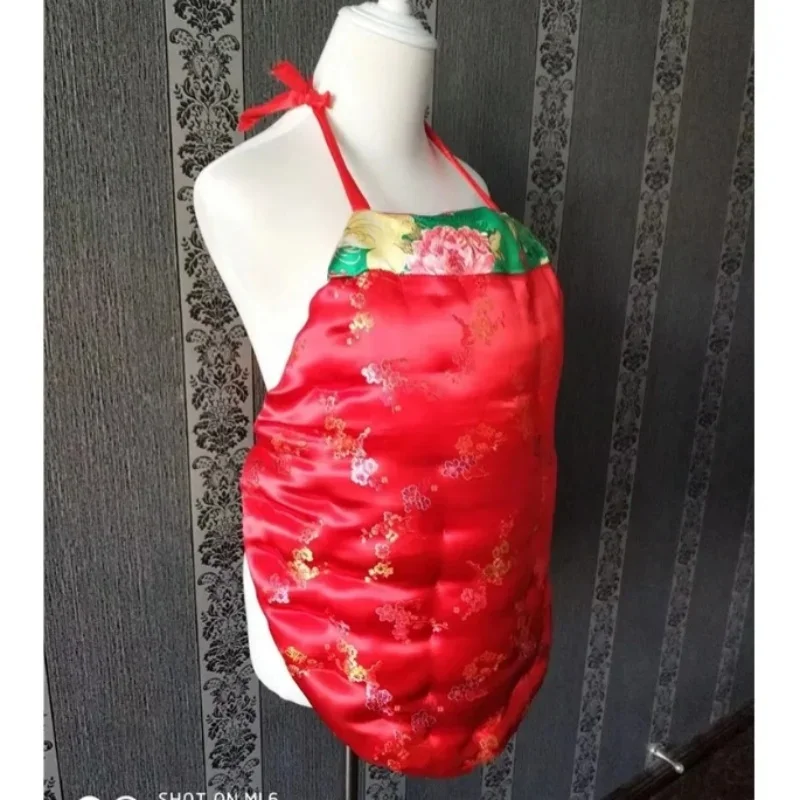 Handmade Glossy Satin Sexy DuDou Bellyband Camisole Floral Soft Silky Touch Filled Cotton ABDL Adjustable Warm Belly Tank Top BF