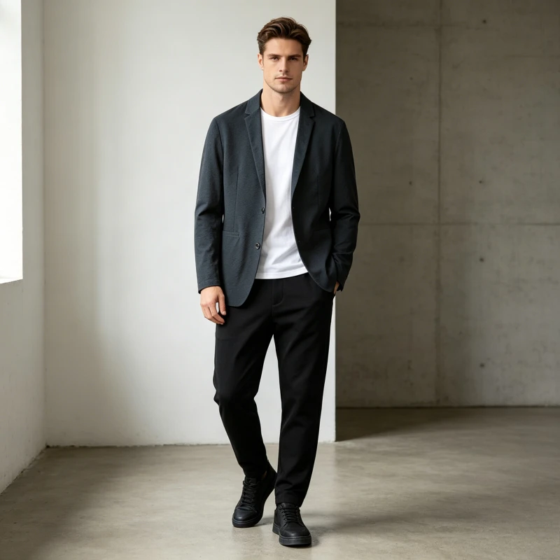 

Men Coat Blazer Turn Down Collar Thin Blazers Full Sleeve Evening Work Casual Slim Fit Single Breasted Formal Jacket 2026 Summer