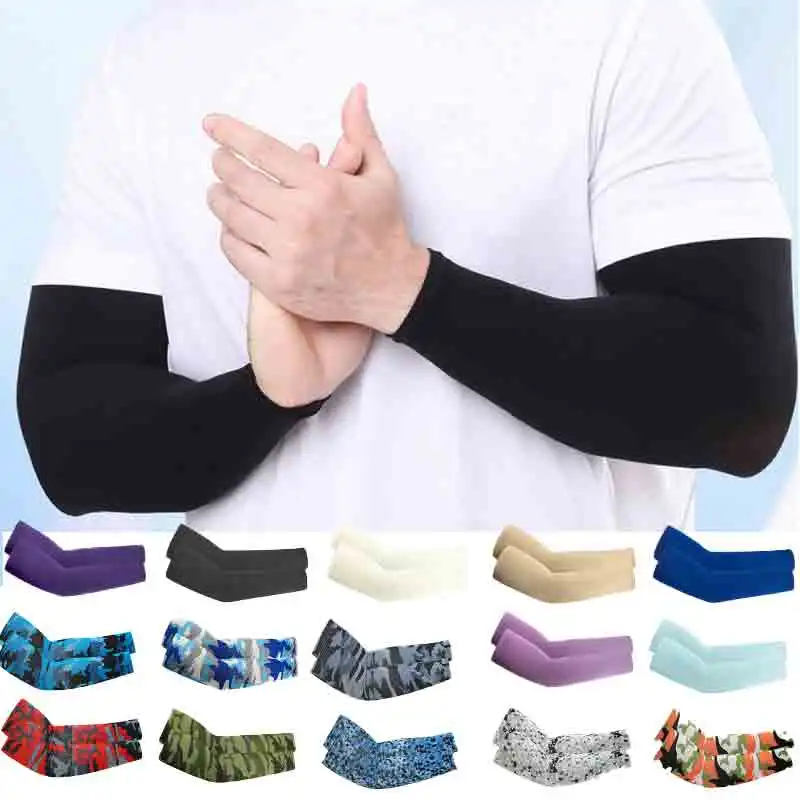 1 Pair Arm Sleeves Summer Sun UV Protection Ice Cool Cycling Running Fishing Climbing Driving Arm Cover Warmers For Men Women