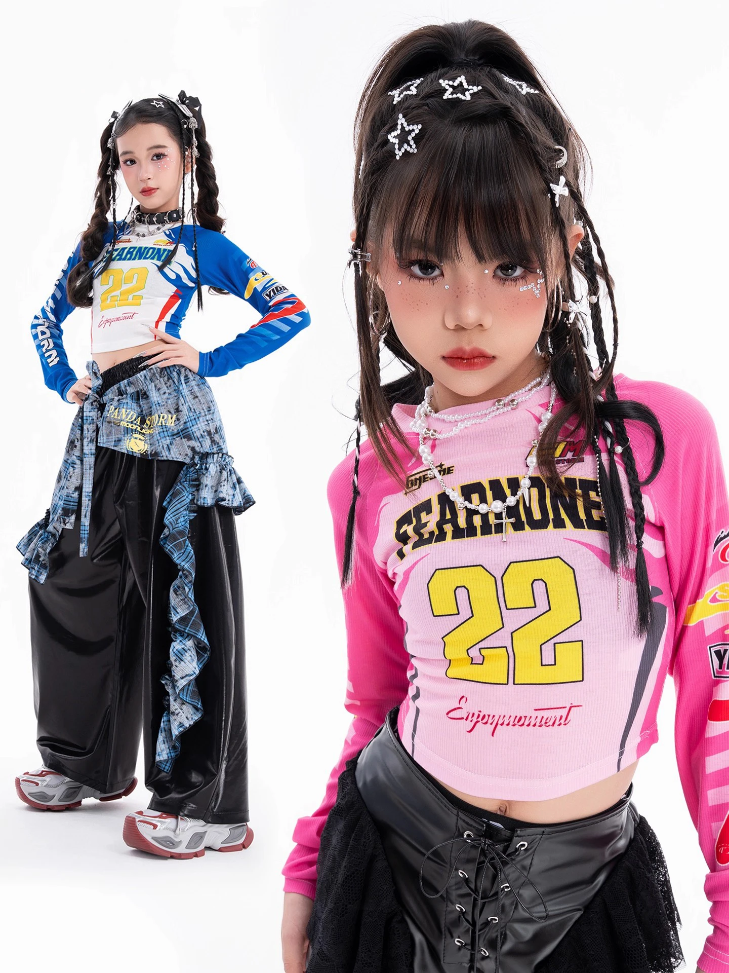2025 الدوبامين الحلو الفتيات الجاز زي مجموعات الملابس Kpop ملابس الرقص الاطفال الهيب هوب الملابس مرحلة الملابس ارتداء DN21995