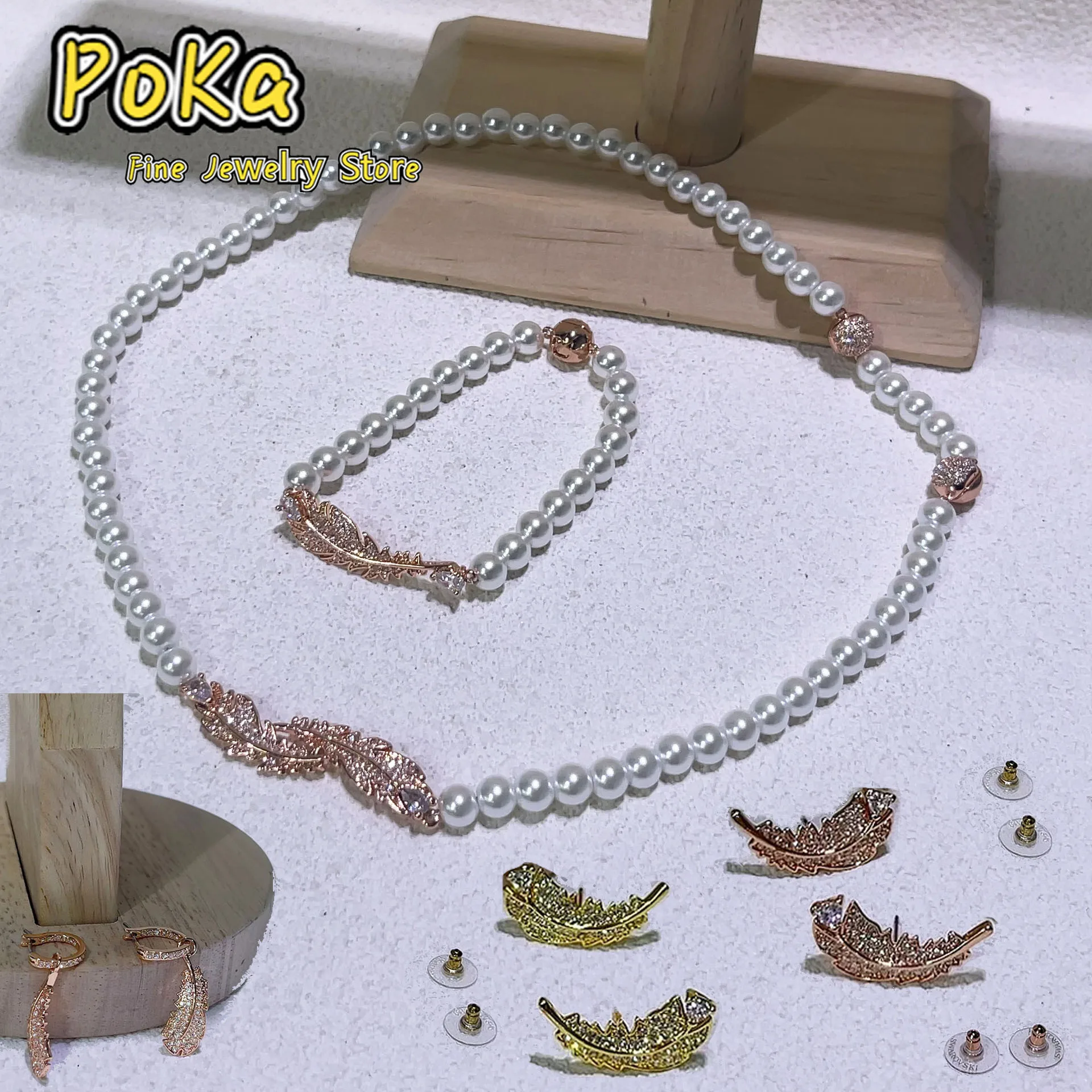 

Product Trends Jewelry Exquisite Rose Gold Silver Feather Series Necklace Earrings Rings Bracelet Set Anniversary Gift for Women
