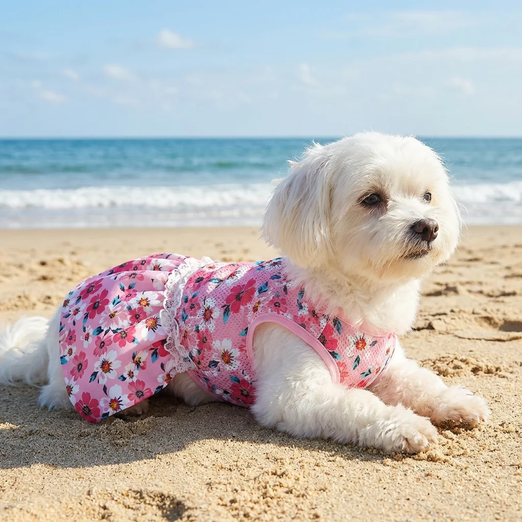 Vestido floral rosa para perros y gatos pequeños/medianos cómodo - imagen 5
