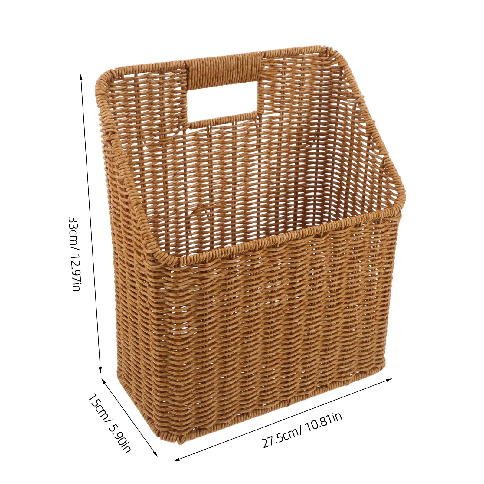 Synthetic Imitation Rattan Woven Wall Basket Hanging Wicker Magazine Holder Bathroom Storage Organizer Rack Wall Basket view 5