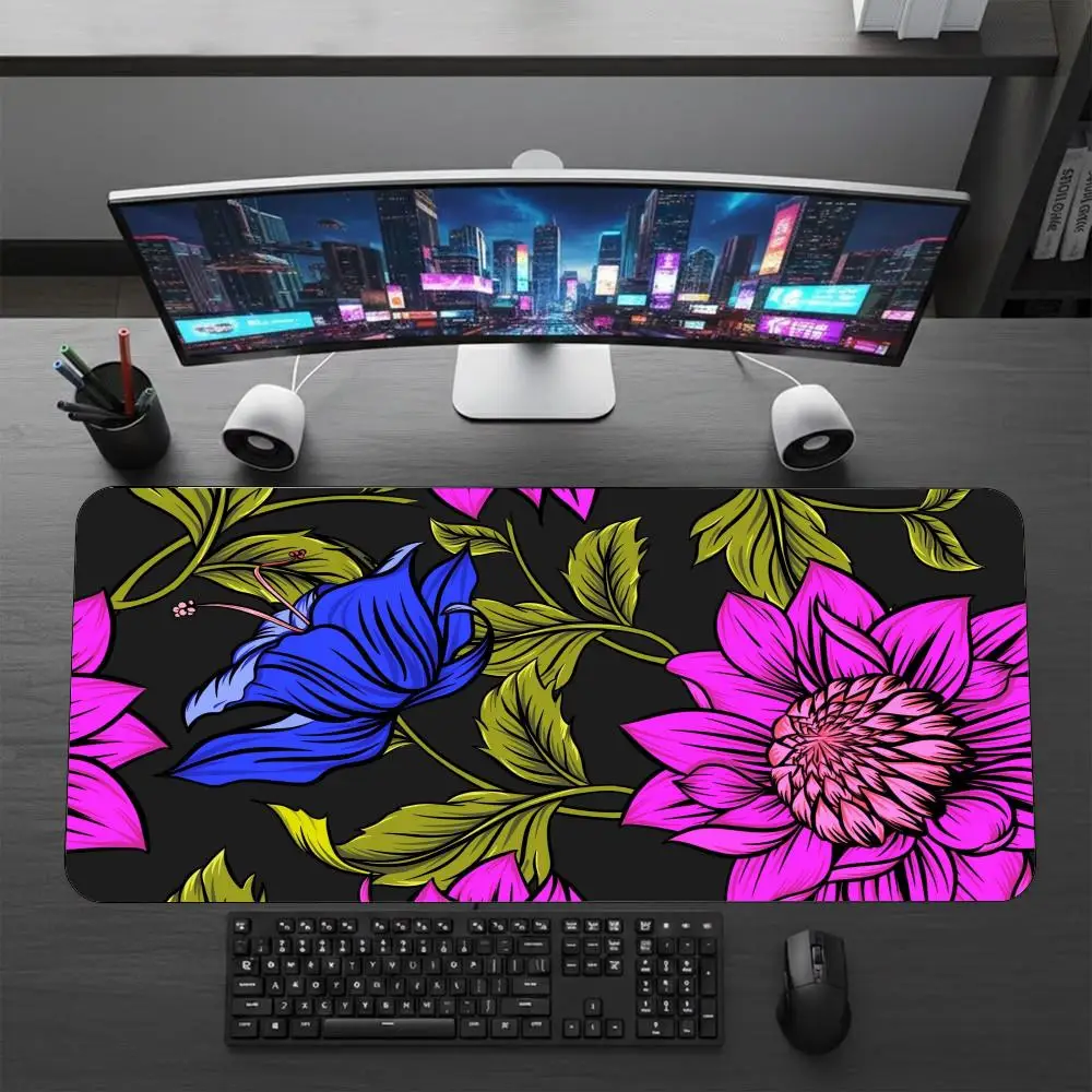 Gaming Mouse Pad Mousepad Gamer Desk Mat Large Keyboard Pad Color Line Art Flower Computer Table Surface For Accessories Xl