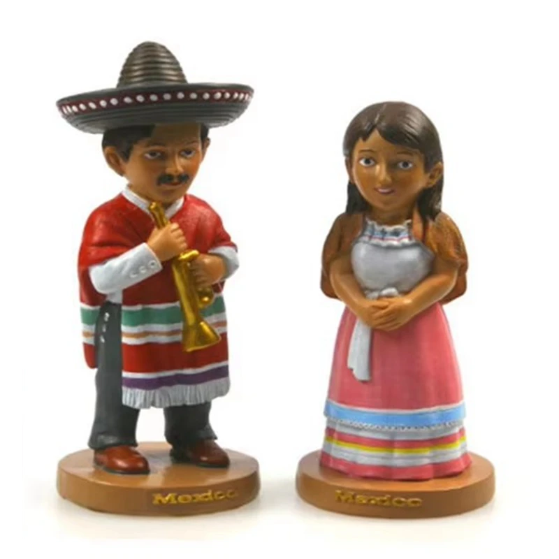 Mexico National Costumes Hand-painted Resin Crafts World Celebrity Statue Tourism Souvenir Gifts Collection Home Decortion