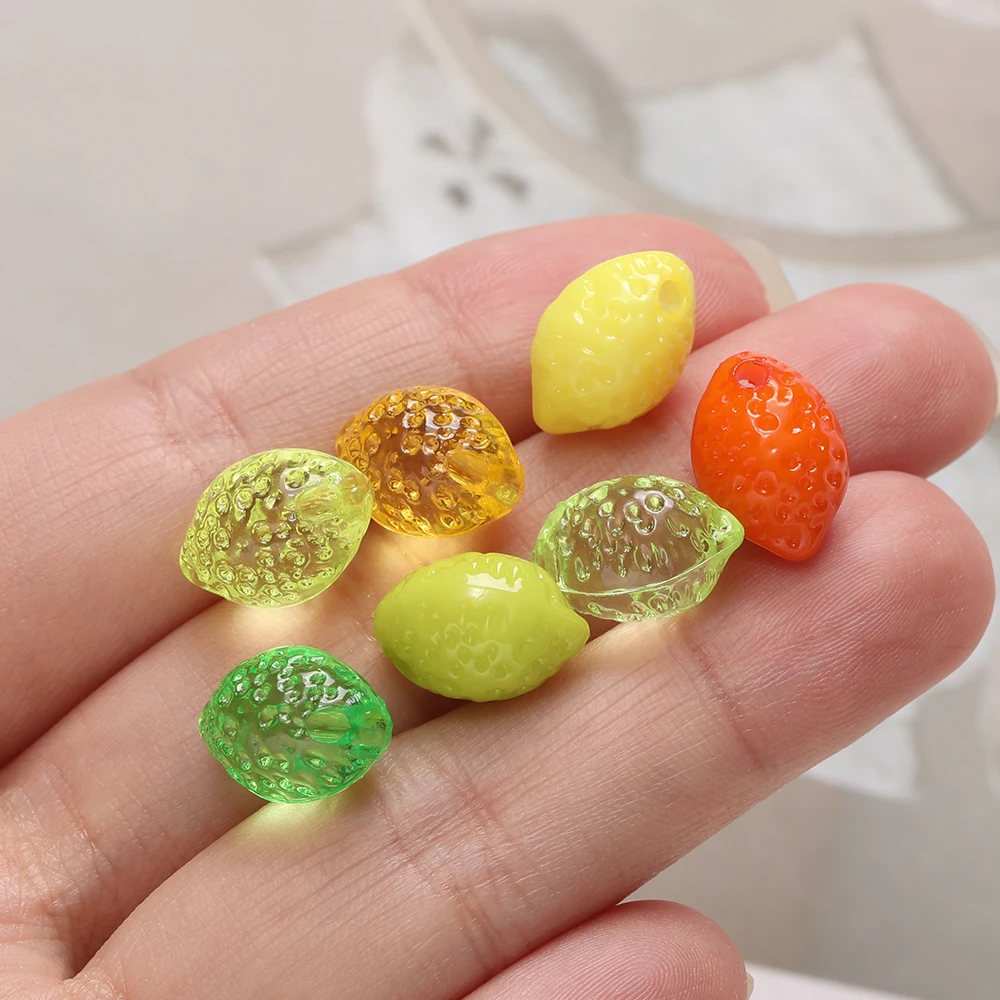 10 pçs acrílico estereoscópico limão solto espaçador contas para fazer jóias diy pulseira colar acessórios