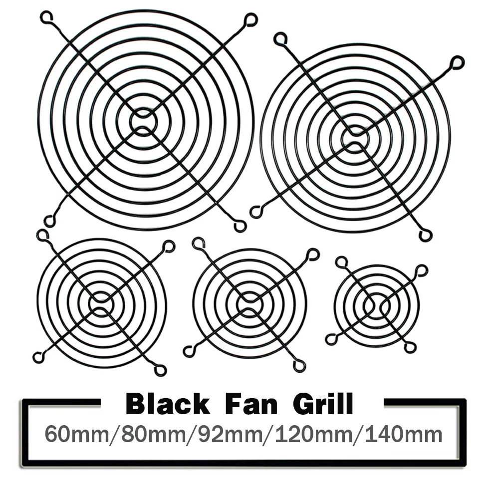 5PCS 60mm 80mm 90mm 92mm 120mm 140mm Black Metal Mesh Finger Guard Protective Net Fan Grill Computer Case Fan Grill