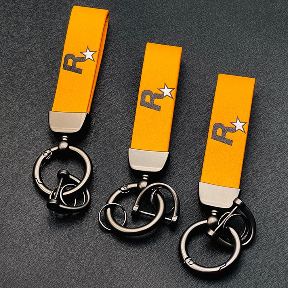 Durable Yellow Multi-Pendant Key Holder Strap with Nylon Webbing for Fans - Game Keychain, Key Ring, Keyfob