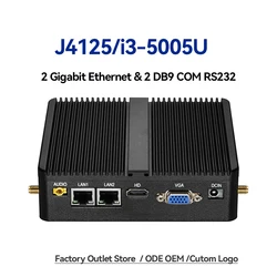 Mini PC Industrial sin ventilador Celeron J4125 Core i3-5005U Dual LAN 2 * COM HDMI WIFI Windows 10 Nettop ordenador de oficina minipc de escritorio