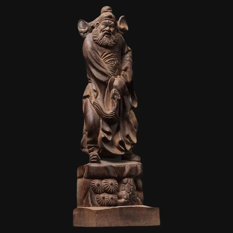 Hand-Carved Wood Zhong Kui Statue - 7.9