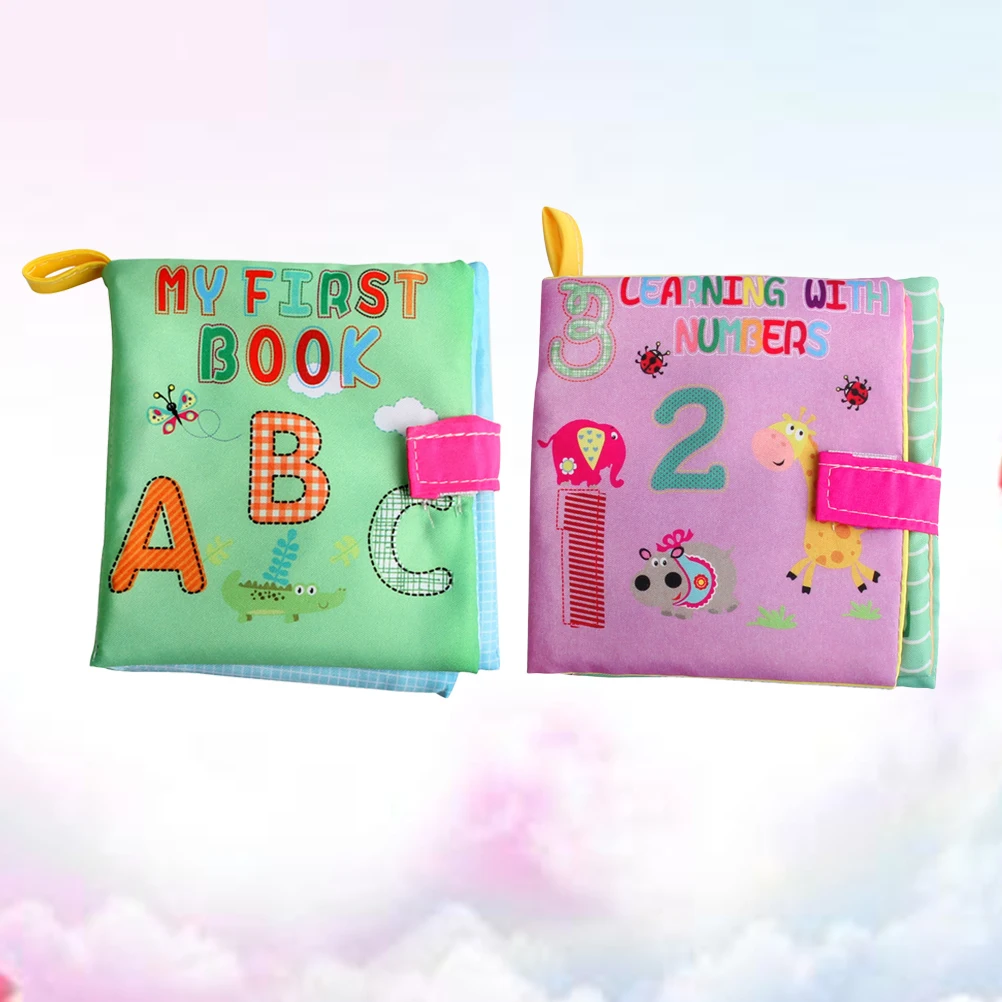 

2Pcs Children Cloth Book Bright Colors Machine Washable Early Education Toy Numbers Letters
