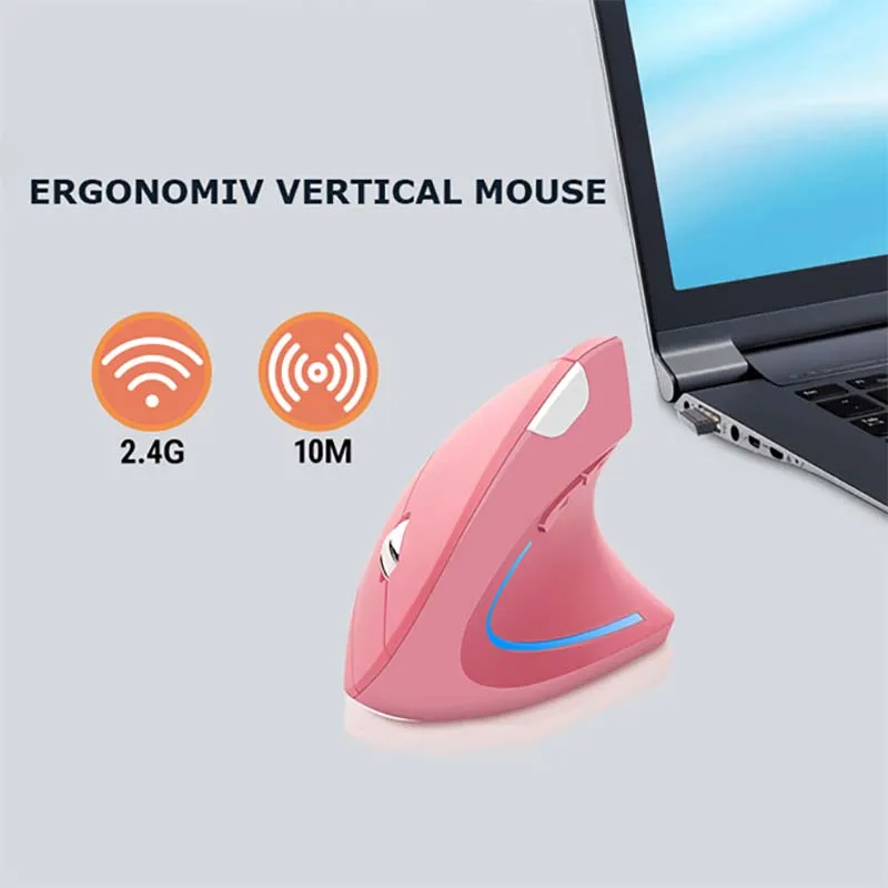 Vertical Mouse Wireless 2.4G Mause Ergonomics Design With Side Keys DPI Adjustable Button Plug And Play Wide Compatible Mice