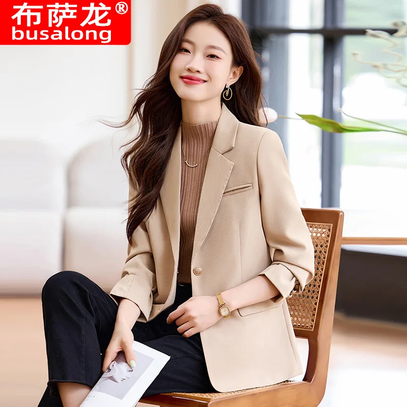 2025new elegante moda terno casual feminino manga longa blazer profissional jaqueta formal workwear8316