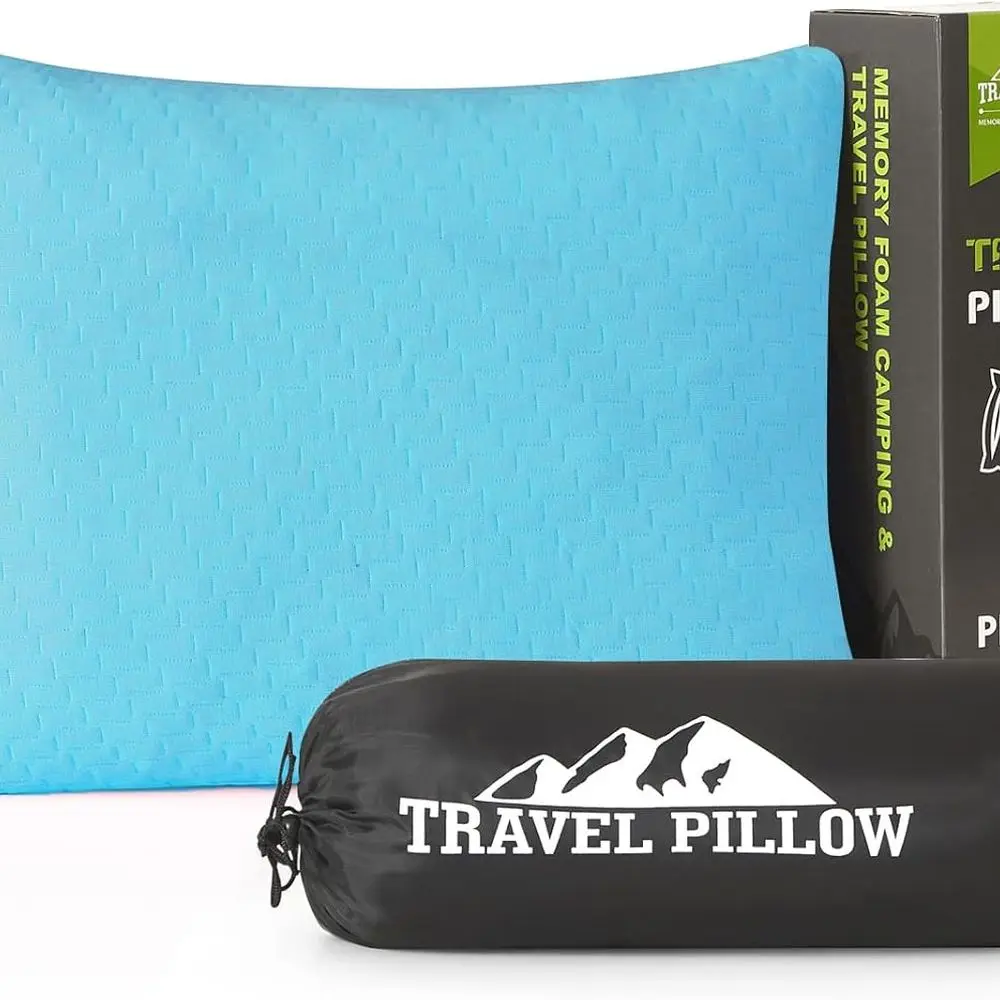 

Small Shredded Memory Foam Pillow, Camping Pillow Travel Pillow - Compressible Medium Firm, Breathable Cover, Ideal Backpacking