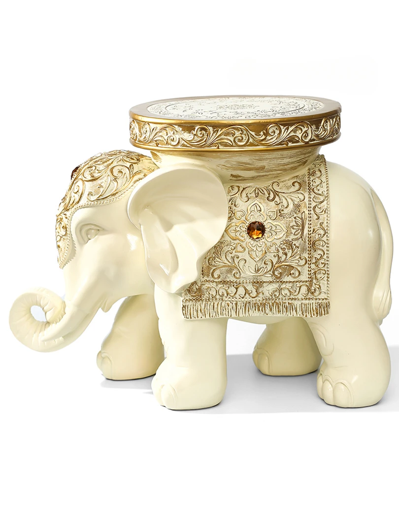 

Wedding Gift Imitation Solid Wood Living Room Fortune Extra Large Elephant Stool Footstool Home Decorations and Accessories