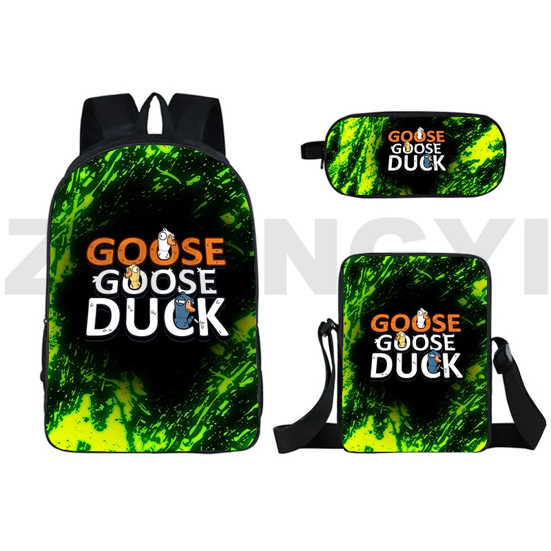 

High Quality Hot Game Goose Goose Duck 3D Backpack Fashion Anime School Backpack for College Students 3 Pcs/Set Business Packbag