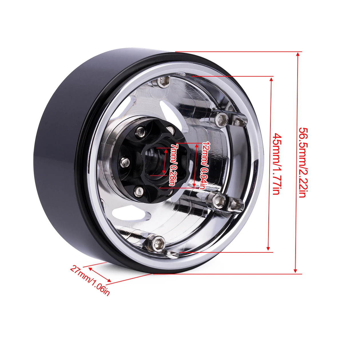 4pcs CNC Aluminum 1.9\'\' Vintage Wheel Hub Rim for 1/10 RC Car Axial SCX10 Wraith D90 RC4WD Capra TRX4 VS4-10 LCG Chassis Tires