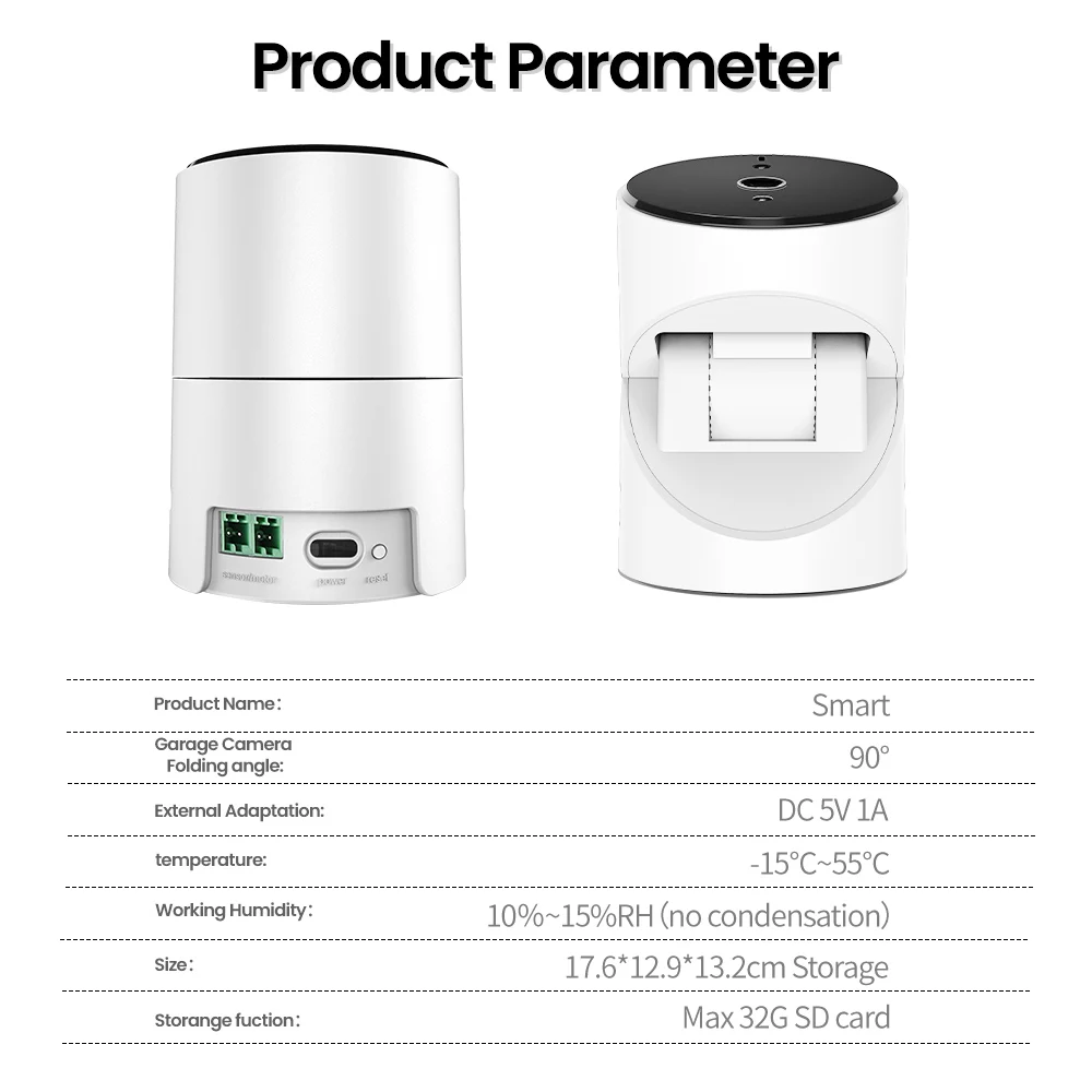 Câmera de garagem WiFi MIUCDA Tuya 90 °   Monitor de visão noturna com inclinação, controle remoto sem fio, câmera de segurança inteligente para Alexa Google Home