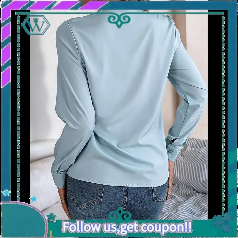 

A09P Women's Blouses Dressy Casual Triple V Neck Long Sleeve Blouse Business Work Tops