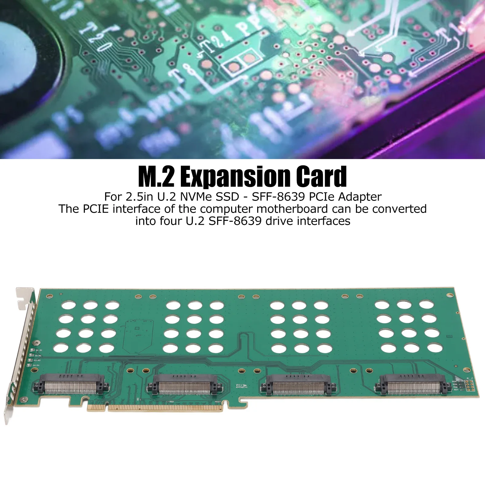 

M.2 Expansion Card Nvme Pcie Card U.2 SSD Riser Card PCIE3.0 X16 M.2 U.2 SSD Hard Drive Expansion Adapter Card NVMe to PCIe Card