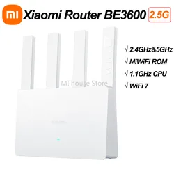 Xiaomi-enrutador Mi BE3600, Wifi 7, 2,5G, 2,4 GHz, 5GHz, malla de banda Dual, funciona con la aplicación mijia mihome, Cable de red