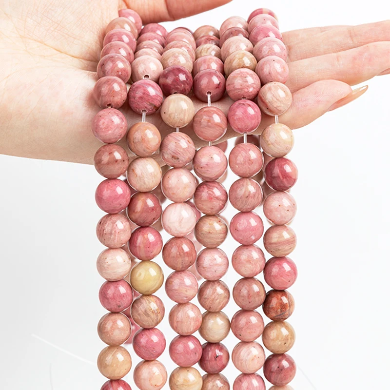 4/6/8/10/12mm Natural Stone Red Rhodonite Smooth Round Traditional Beads For Jewelry Making DIY Earrings Bracelet 15' Wholesales