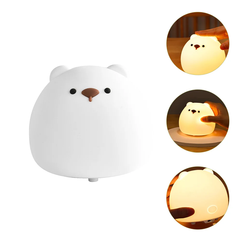 

Lovely Cartoon Bear Night Light Small Desk Lamp Rechargeable Portable for Bedroom Bedside Colorful Adjustable Lighting