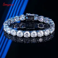 Smyoue Each 6.5/8mm Full Moissanite Tennis Bracelets for Women Men Hip Hop Original Full Diamond 925 Sterling Silver Chain GRA