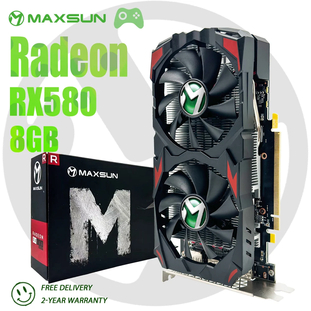 

MAXSUN New AMD Radeon RX580 8GB 2048SP Gaming Graphics Card GDDR5 256Bit PCI Express 3.0 ×16 Radeon GPU for Desktop Computer