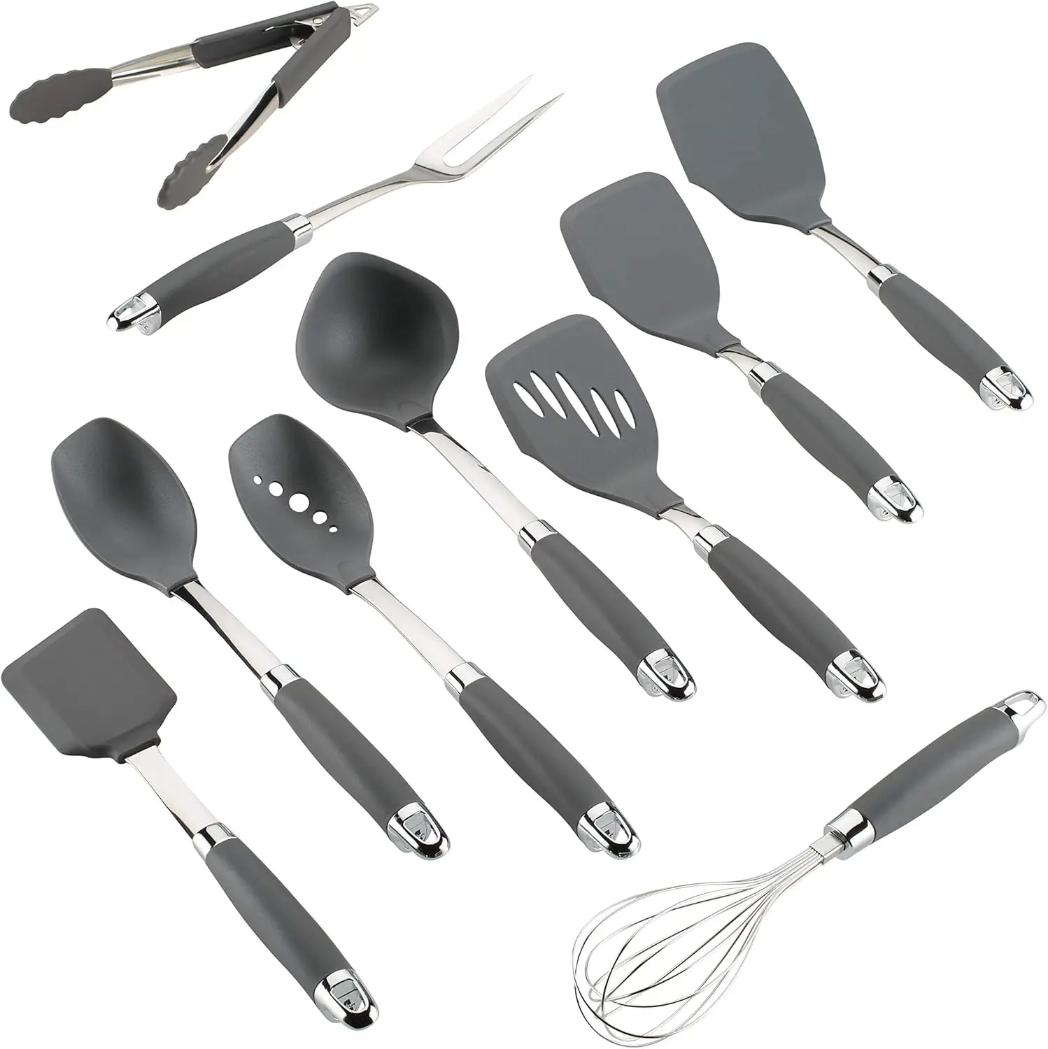 

10-Piece Nylon Kitchen Utensil Set with Silicone Grip, Heat Resistant and Dishwasher Safe