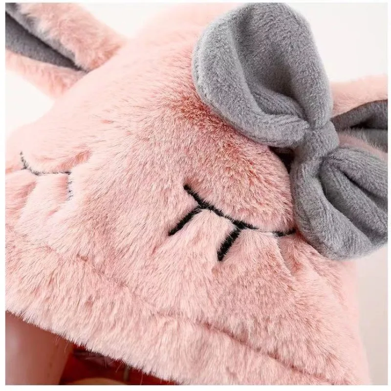 Winter New Children\'s Clothing Girls Long Sleeve Hooded Thick Fur Cartoon Cute Rabbit Ears Coat