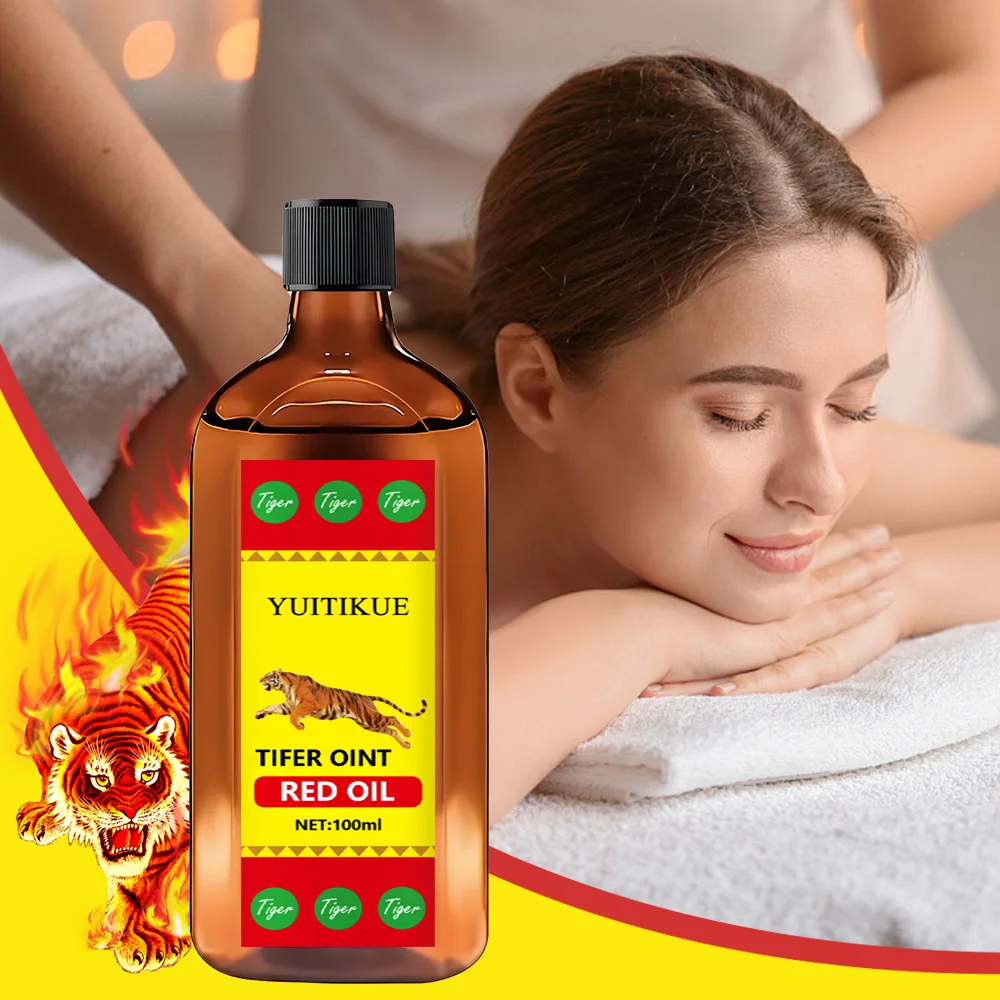 YUITIKUE Tifer Oint Red Oil 100 مل - تركيبة النمر لتدليك العضلات والمفاصل، الرياضة والاستخدام اليومي، للجميع