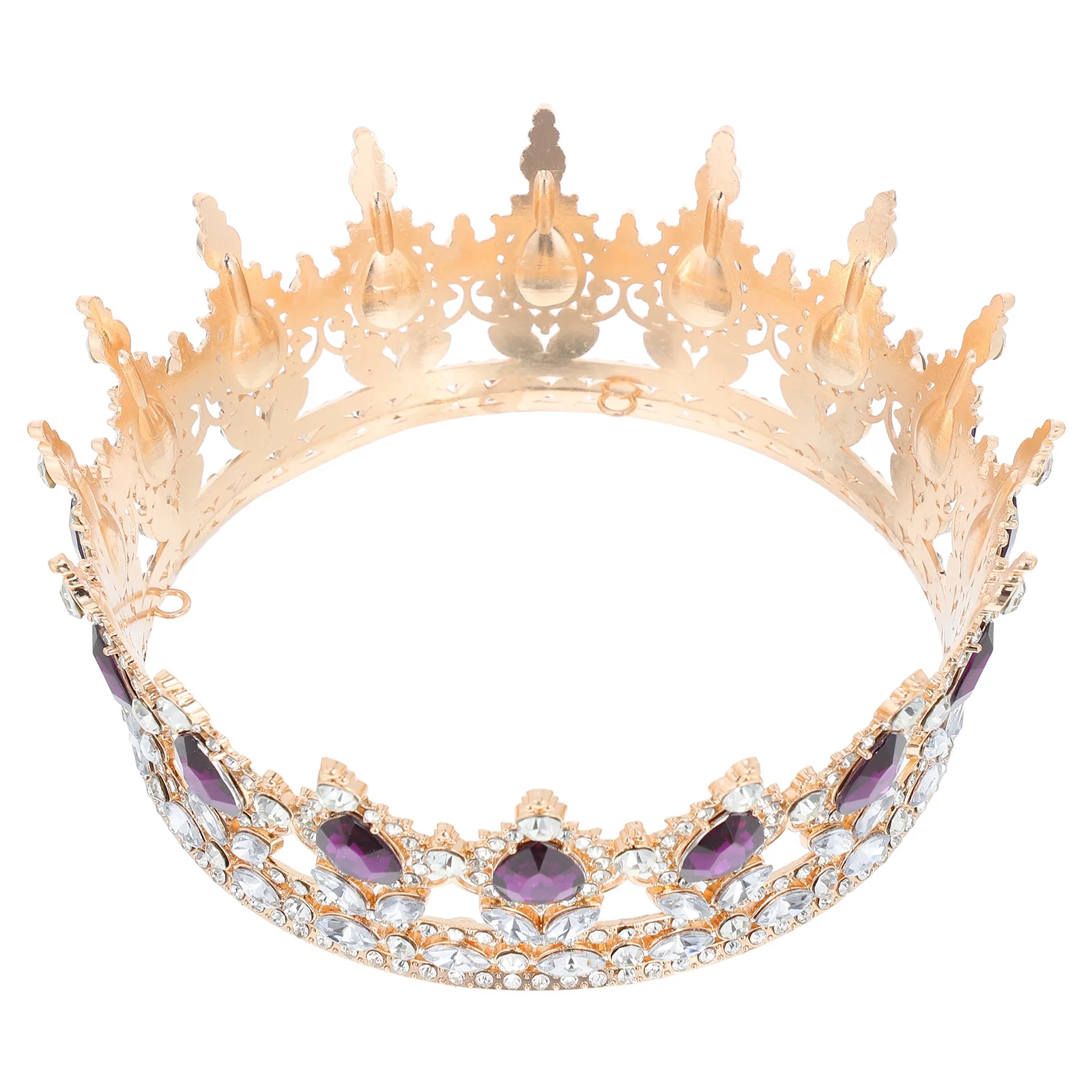 

Luxury Purple Drop Rhinestone Baroque Crown for Women Bridal Wedding Party Tiara Elegant Hair Accessory Charm Headdress