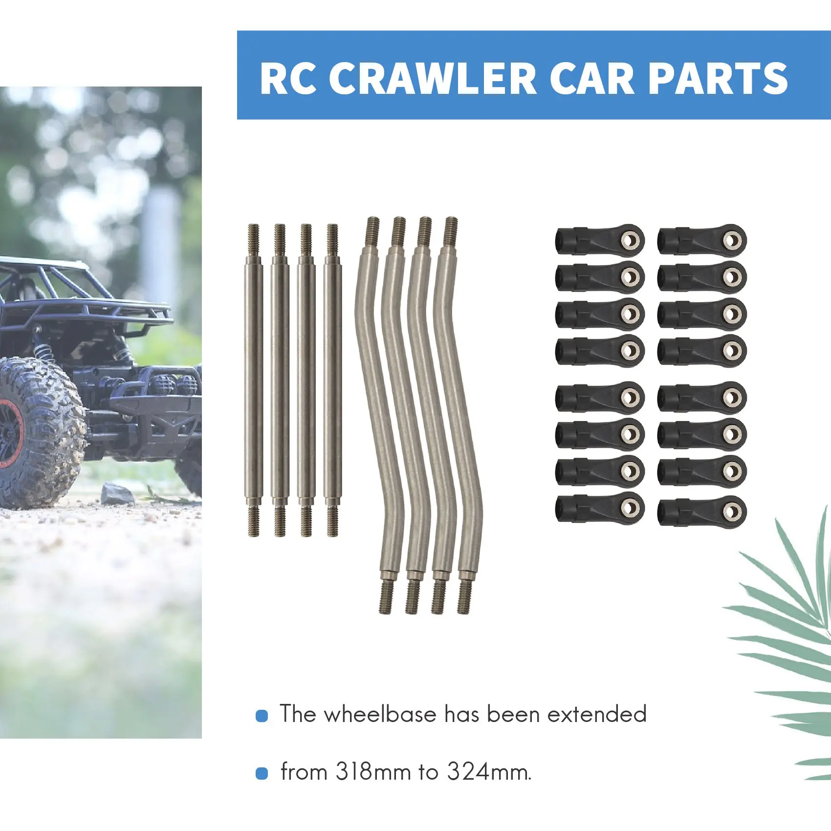 Suspensão metálica Link Rod Linkage, Haste de direção para Axial Capra, AXI03004, 1:10 RC Crawler, Peças de atualização do carro