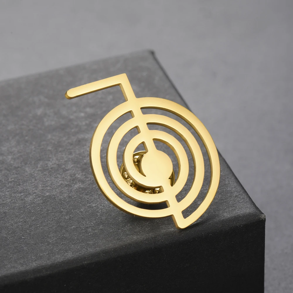 Dawapara Cho Ku Rei Brosche Pins Heilung Symbol Yoga Spiritueller Schmuck Reiki Chokurei Heilige Geometrie Edelstahl Zubehör – Detail 12