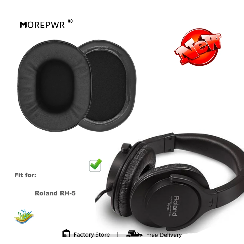 

Morepwr Replacement Ear Pads for Roland RH-5 Headset Parts Leather Cushion Velvet Earmuff Earphone Sleeve Cover