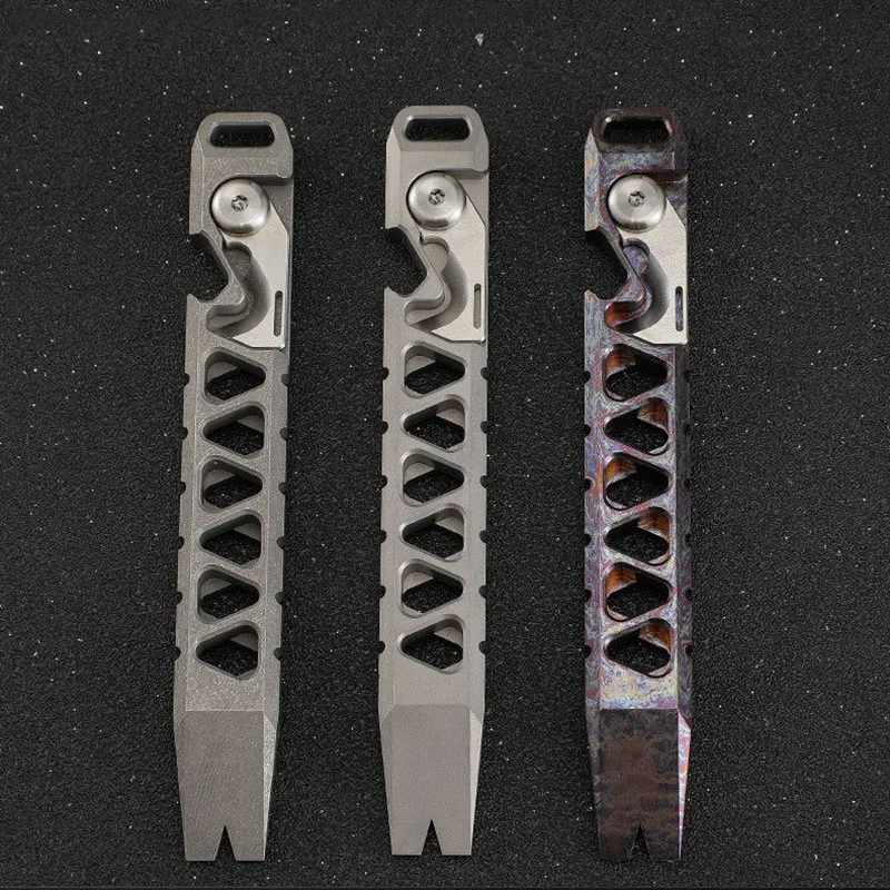 Titanium EDC Prybar Multi Tool Keychain for Letter Opening Camping Cleaning Easily Carry Everyday