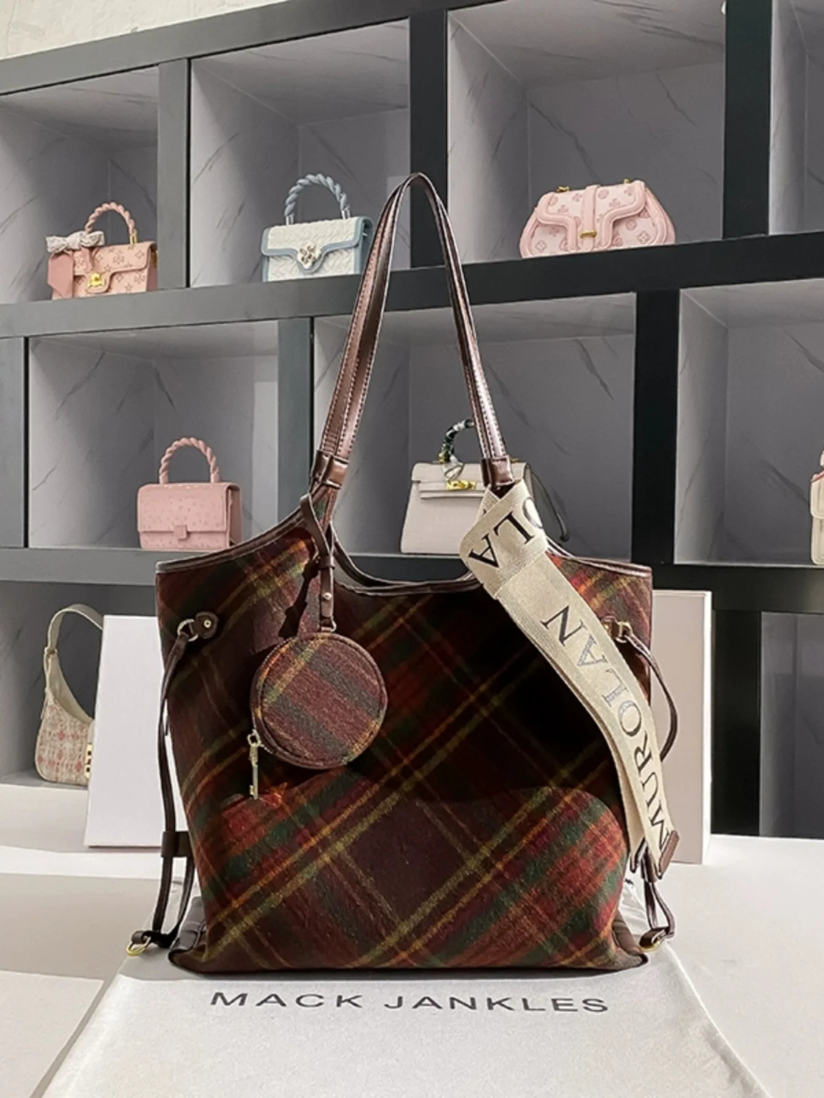 ma-jankles-genuine-leather-tartan-tote-bag-women-large-capaci-commuter-woolen-single-oulder-bag-hong-kong-sle-handbag