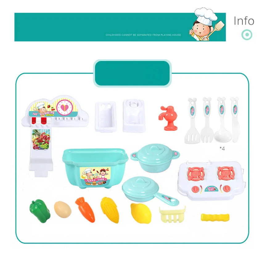 22PCS Kids Kitchen Playset - Plastic Pretend Play Cooking Utensils with Storage Box, Toys for Boys and Girls, Ideal Gift